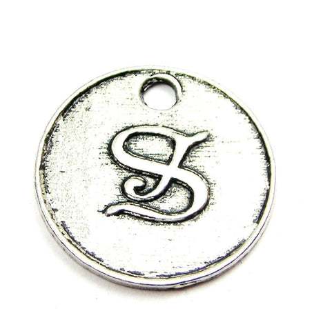 Initial S Circle Genuine American Pewter Charm