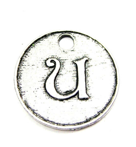 Initial U Circle Genuine American Pewter Charm