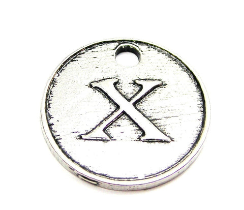 Initial X Circle Genuine American Pewter Charm