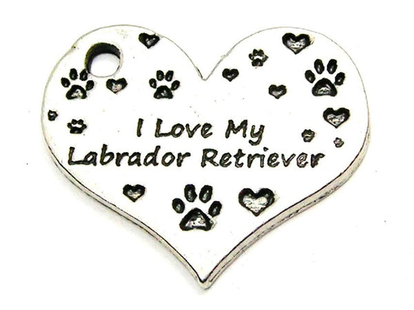 I Love My Labrador Retriever Heart Genuine American Pewter Charm