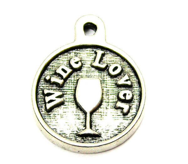 Wine Lover Deep Circle Genuine American Pewter Charm