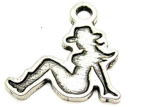 Mudflap Cowgirl Genuine American Pewter Charm