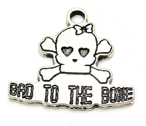 Bad To The Bone Female Skull Genuine American Pewter Charm