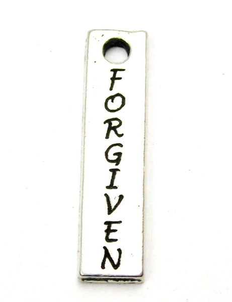 Forgiven Long Tab Genuine American Pewter Charm