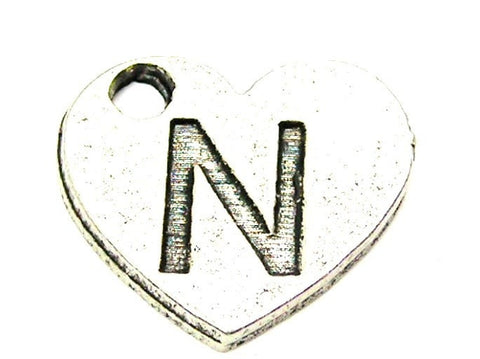 Heart Shaped Initial N Genuine American Pewter Charm