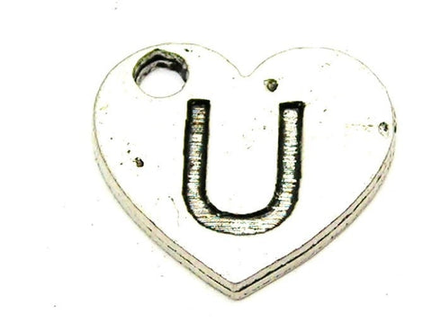 Heart Shaped Initial U Genuine American Pewter Charm