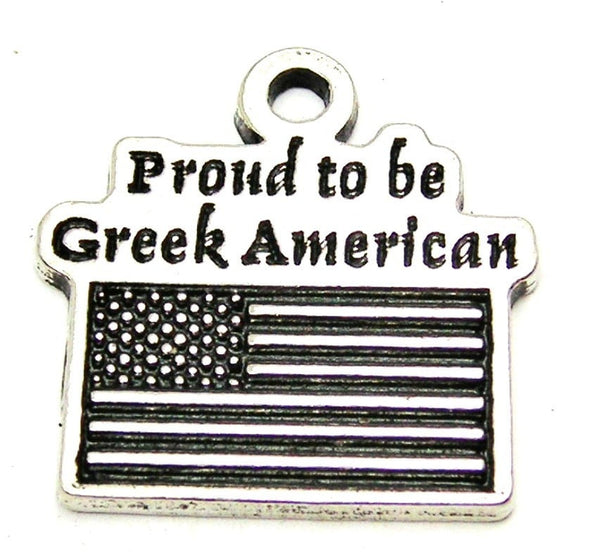 Proud To Be Greek American Genuine American Pewter Charm