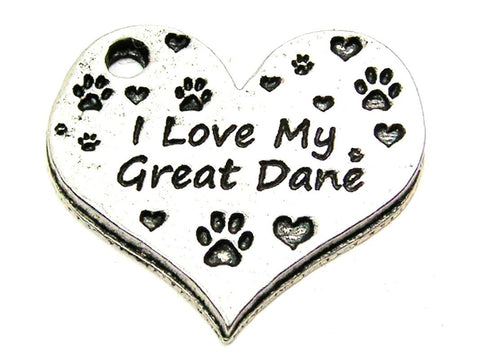 I Love My Great Dane Heart Genuine American Pewter Charm