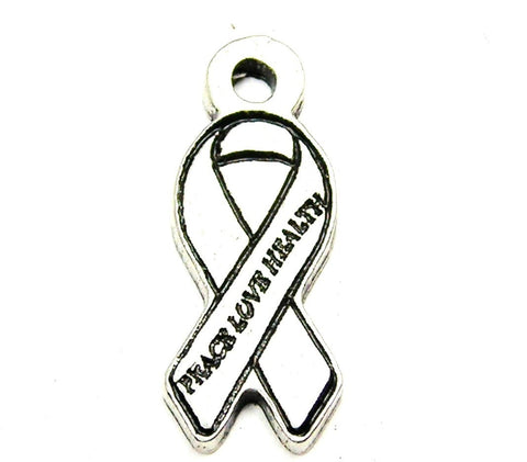 Peace Love Health Awareness Ribbon Genuine American Pewter Charm