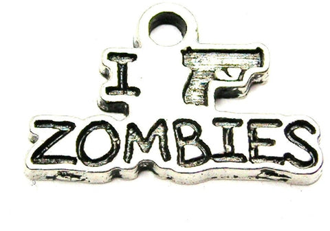 I Shoot Zombies Handgun Style Genuine American Pewter Charm