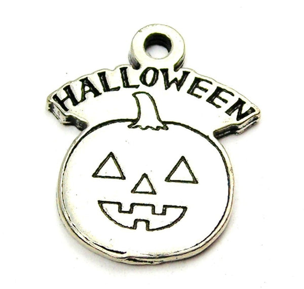 Halloween With Jack O Lantern Genuine American Pewter Charm