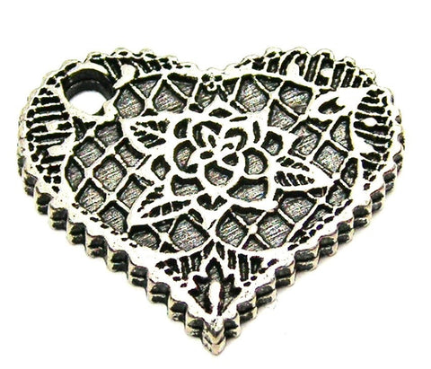 Lace Heart Genuine American Pewter Charm