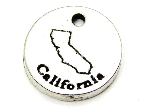 Small California Circle Genuine American Pewter Charm