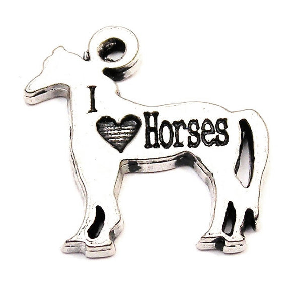 I Love Horses Genuine American Pewter Charm