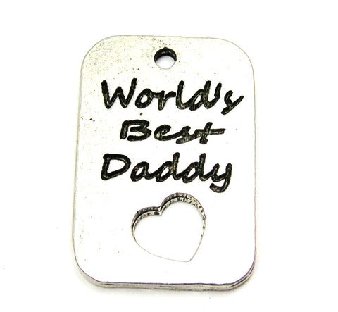 Worlds Best Daddy Dog Tag Genuine American Pewter Charm