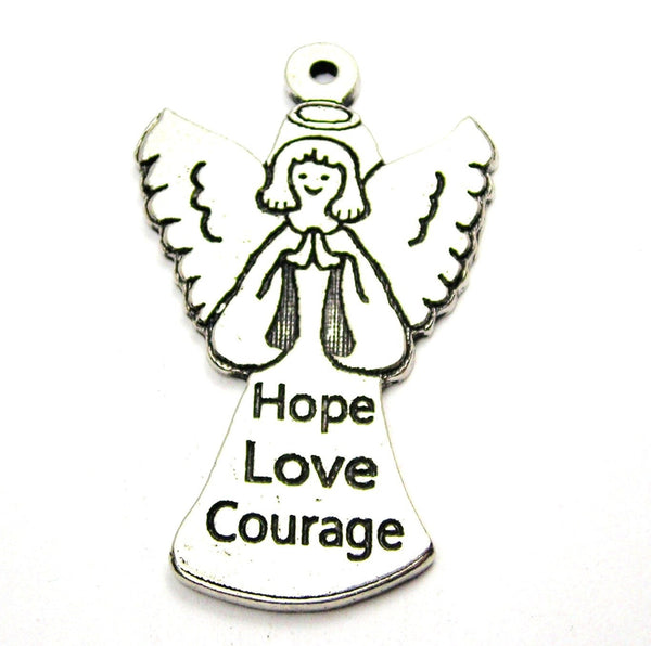 Large Hope Love Courage Angel Pendant Genuine American Pewter Charm