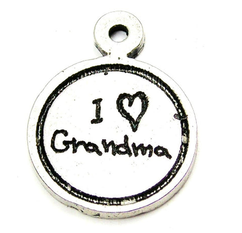 I Love Grandma Child Handwriting Genuine American Pewter Charm