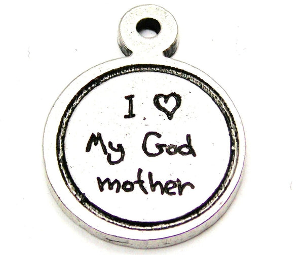 I Love My Godmother Child Handwriting Genuine American Pewter Charm