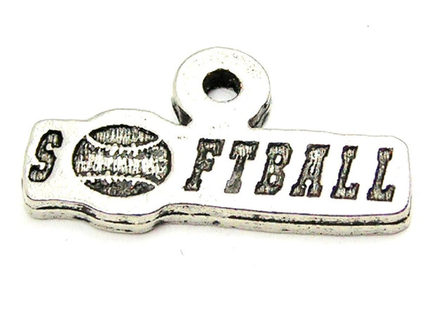 Softball Tab With Softball Genuine American Pewter Charm