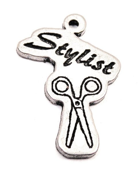 Stylist With Shears Genuine American Pewter Charm