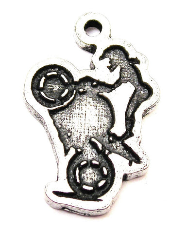 Girl On Dirt Bike Genuine American Pewter Charm