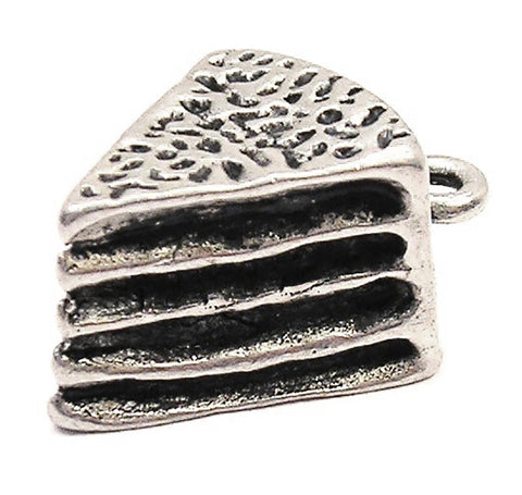 3D Slice Of Cake Genuine American Pewter Charm