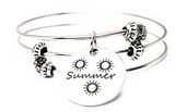 Summer Sunshine Charm Expandable Bangle Bracelet Set