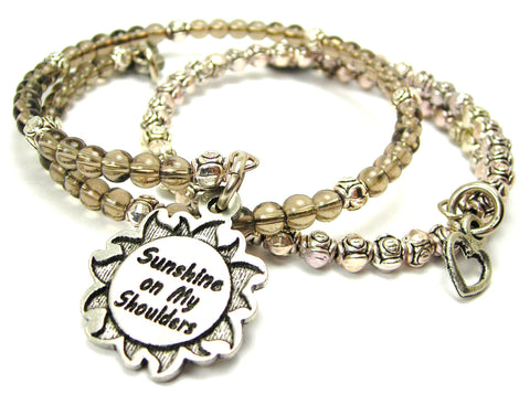 Sunshine On My Shoulders Delicate Glass And Roses Wrap Bracelet Set