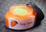 Tengo Mango body sugar scrub with a  soap leaf embed part of our Latina line