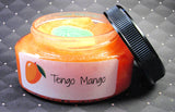 Tengo Mango body sugar scrub with a  soap leaf embed part of our Latina line