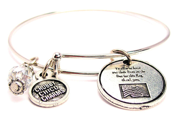 To All Who Have Put Their Lives On The Line For This Flag Thank You Bangle Bracelet