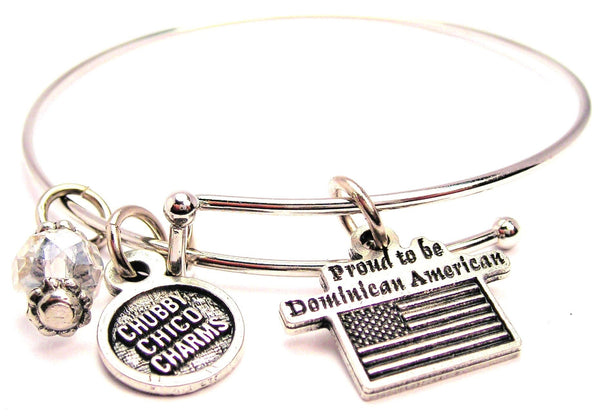 Proud To Be Dominican American Expandable Bangle Bracelet