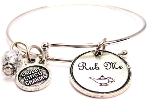 Rub Me Genie Lamp Bangle Charm Bracelet