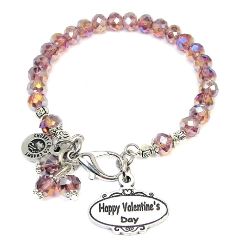 Happy Valentine's Day oval Splash Of Color Crystal Bracelet