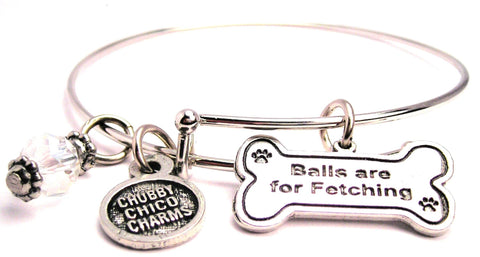 Balls Are For Fetching Dog Bone Expandable Bangle Bracelet