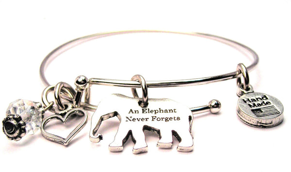 An Elephant Never Forgets Expandable Bangle Bracelet