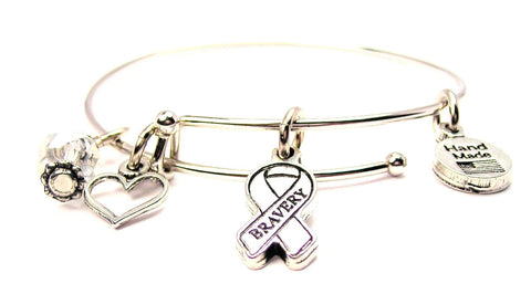 Bravery Awareness Ribbon Expandable Bangle Bracelet