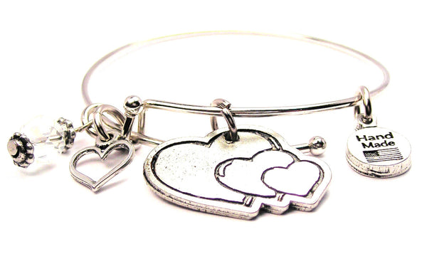 Triple Blank Hearts Expandable Bangle Bracelet