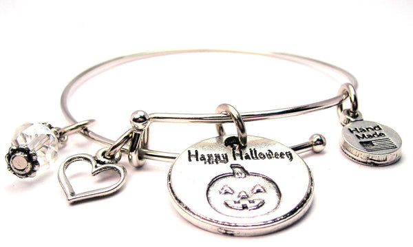 Happy Halloween With Pumpkin Bangle Bracelet