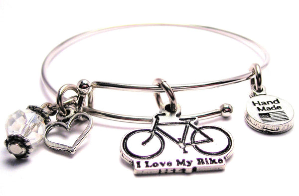 I Love My Bike Expandable Bangle Bracelet