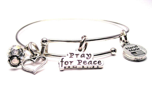 Pray For Peace Expandable Bangle Bracelet