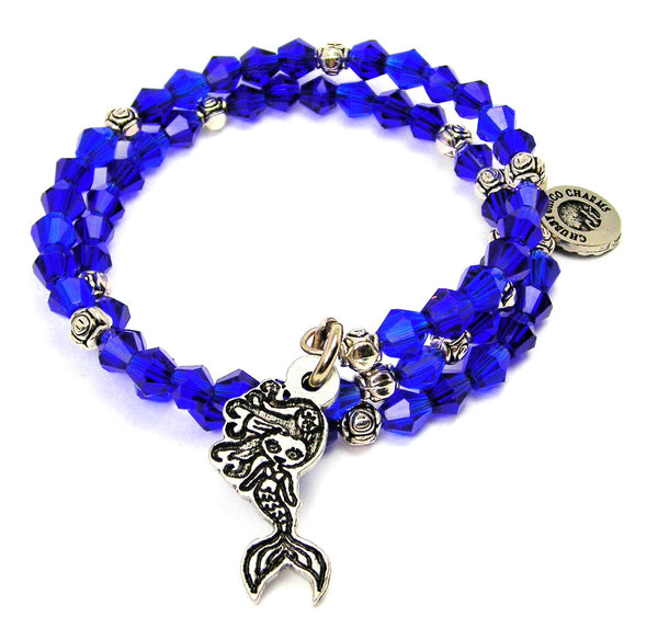 Mermaid Crystal Bicone Wrap Bracelet in Sapphire Blue