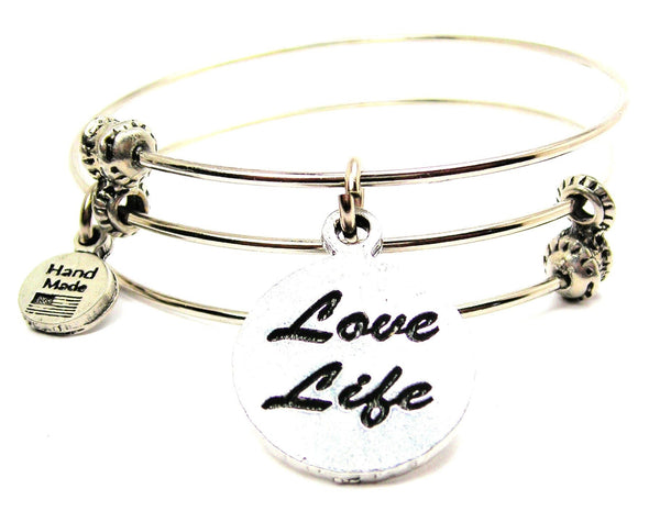 Love Life Triple Style Expandable Bangle Bracelet