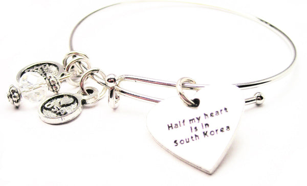 Half My Heart Is In South Korea Expandable Bangle Bracelet