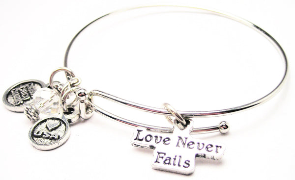 Love Never Fails Expandable Bangle Bracelet