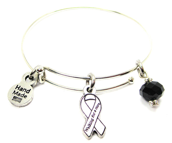 Walking For A Cure Awareness Ribbon Bangle Bracelet