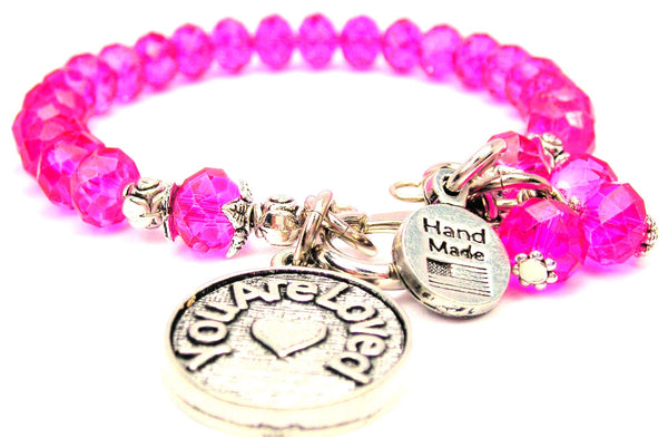 You Are Loved Circle Splash Of Color Crystal Bracelet