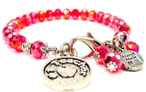 #1 Teacher With An Apple Splash Of Color Crystal Bracelet - Bracelets - Chubby Chico Charms