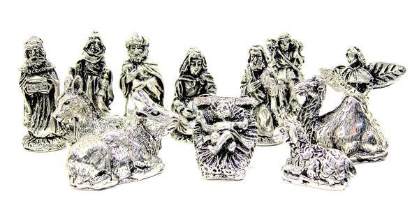 12 Piece Pewter Nativity Set - gifts - Chubby Chico Charms