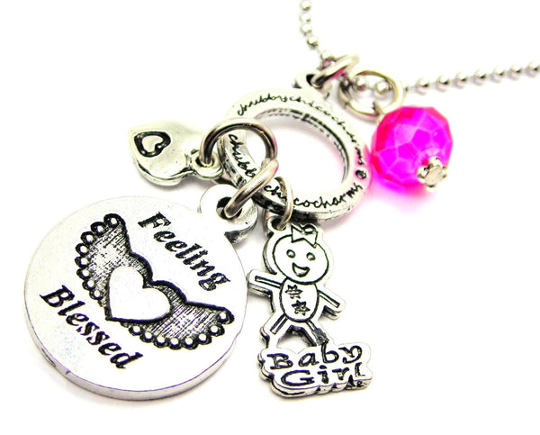 New Baby Feeling Blessed Charm Holder Single Charm Necklace